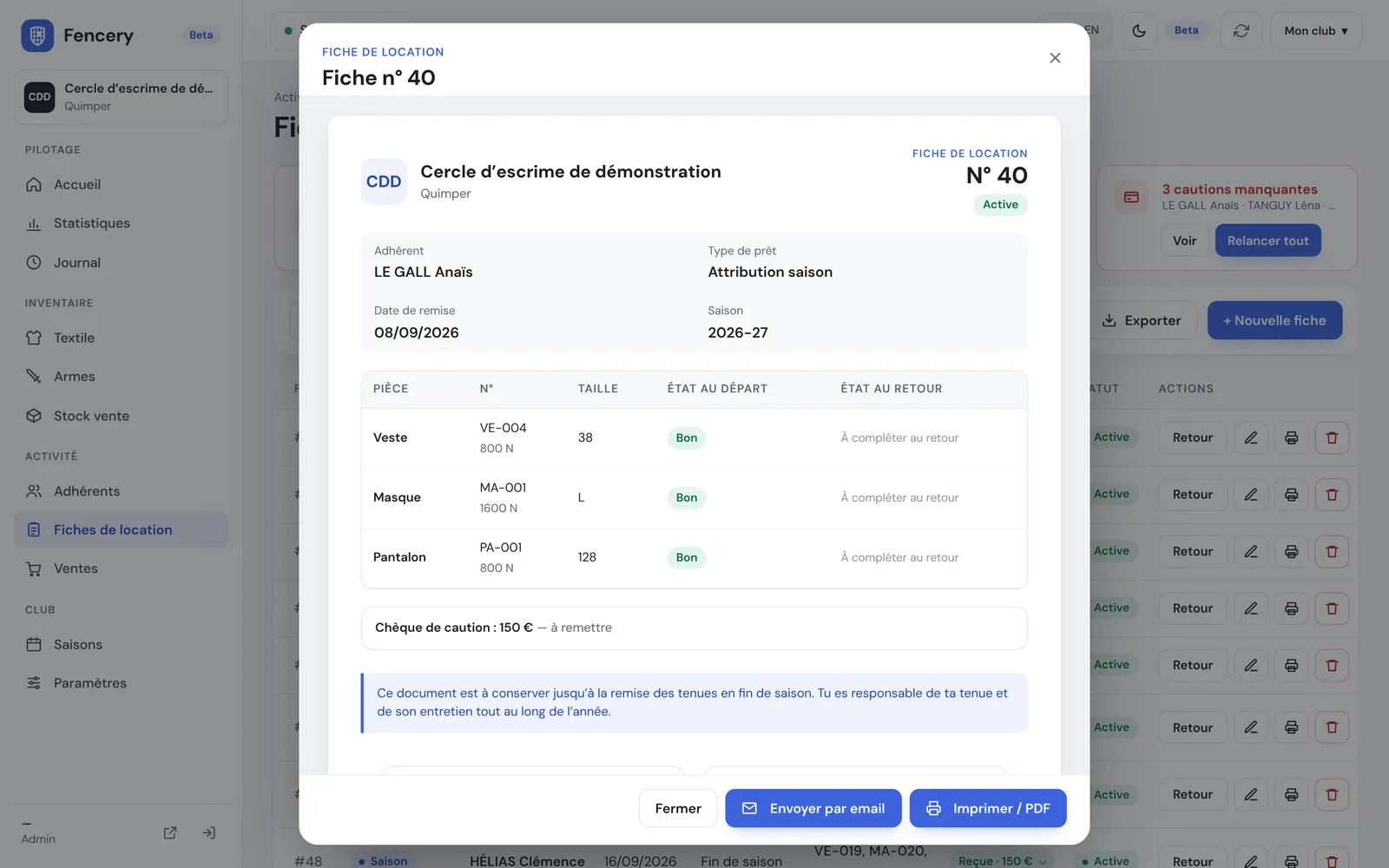 Fiche de location prête à imprimer