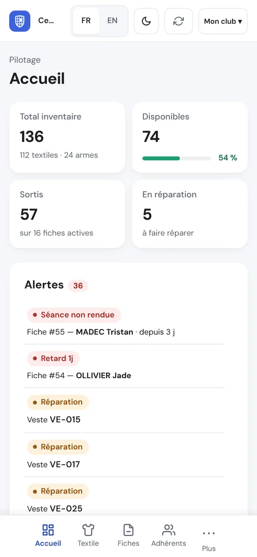 Accueil sur téléphone